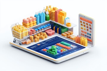 Online Grocery Shopping App, Digital Supermarket Concept.