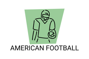 American football sport vector line icon. American football player. sport pictogram, vector illustration.