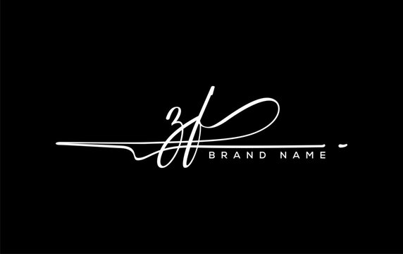 ZF letter beauty handwriting vector logo.