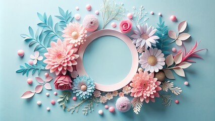 Whimsical graphic design unfolds like a puzzle, surrounded by blooming flowers, delicate cutouts, and typographic fragments