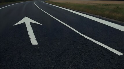 A conceptual image featuring an asphalt road with a direction arrow, symbolizing the idea of choosing a path or direction
