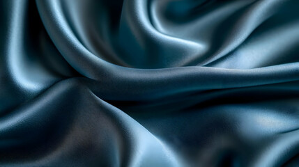Fototapeta premium Blue Satin Fabric Drape Soft Elegant Texture Background