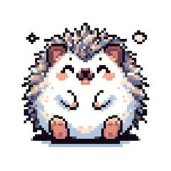 흰 배경, 고슴도치, 픽셀아트 (White background, Hedgehog, pixel art)