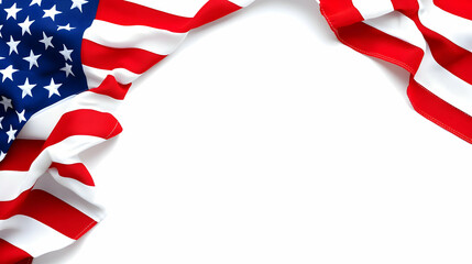 American Flag Corner Frame with White Background