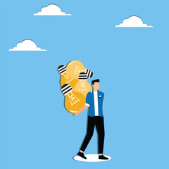 Man holding many light bulbs