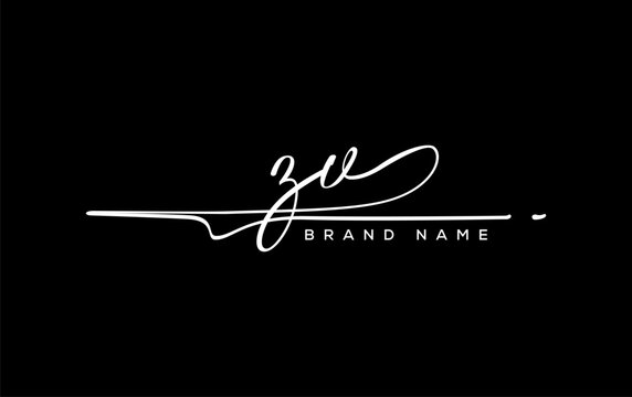 ZV letter beauty handwriting vector logo.