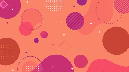 Vibrant Pink and Orange Abstract Background with Geometric Shapes in Flat Design