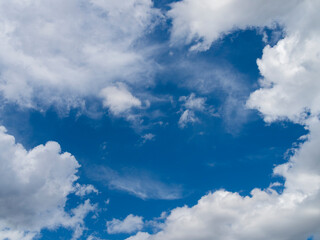 真夏の青空と雲の風景