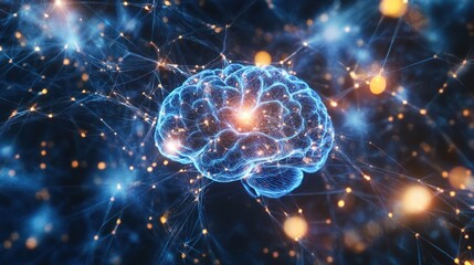 Obraz premium Glowing Brain, Conceptual Representation of Neural Connections