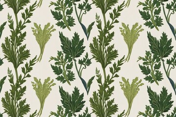 Herbaceous Floral Seamless Wallpaper Design for Home Interior Decor