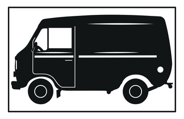 Van icon silhouette. Cargo minibus. simple flat graphic illustration