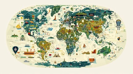 A world map featuring major sports events and venues. The map highlights locations of significant international sporting events