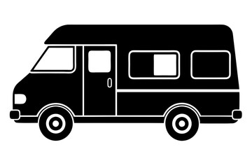 Silhouette Vector Illustration of a Camper Van