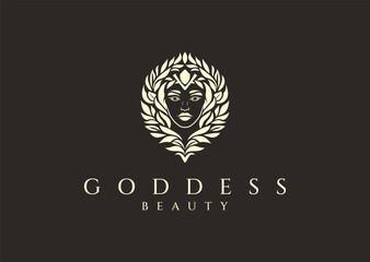 Vector illustration of Goddess of Beauty Logo Design