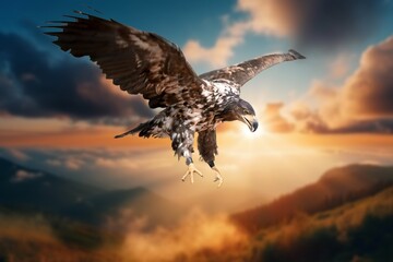 Action photography of  wild Golden Eagle