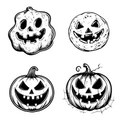 halloween party, black and white vector illustration about halloween party