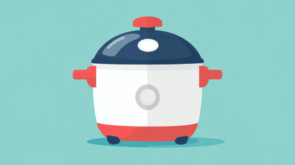 Fototapeta premium A sleek, minimalist rice cooker icon in flat color design, perfect for modern kitchen graphics with a trendy touch.