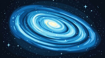 Obraz premium Dive into a cosmic realm with this flat vector illustration of the galaxy, featuring a starry expanse in playful hues.