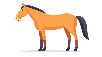 Obraz premium A sleek, modern flat vector illustration of a horse in side profile, perfect for educational use and animalthemed design projects.
