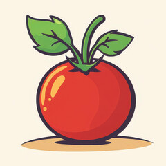 Vibrant vector art of a young tomato sprout with fresh green leaves, perfect for plant lovers and garden enthusiasts