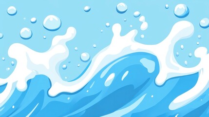 A vibrant vector splash of liquid water, showcasing a modern flat design with playful textures in a cartoon style.