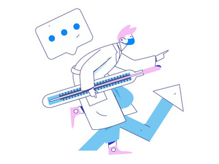 Doctor examines patient flat vector concept operation hand drawn illustration
