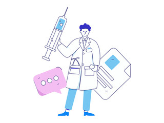 Doctor examines patient flat vector concept operation hand drawn illustration
