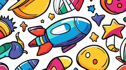 Bright and fun graffiti art features galaxies, stars, and moons, perfect for kids spaces Let their imaginations soar