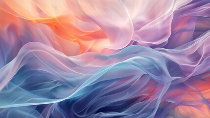 Obraz premium An abstract artwork with a focus on fluid shapes and gentle color transitions. The scene includes flowing forms and soft gradients