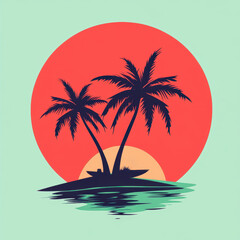 Transform your space with this minimalist beach wallpaper featuring a stunning sunset in beautiful hues.