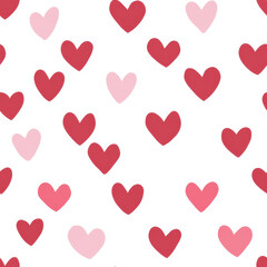 A sweet minimalist design featuring a playful pink and red heart pattern against a crisp white backdrop.