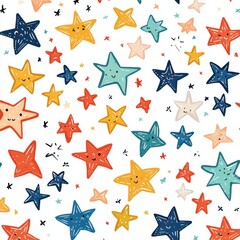 Fototapeta premium Adorable star patterns on a white background, perfect for adding a whimsical touch to your designs and crafts.
