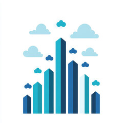 Fototapeta premium A vibrant blue and white vector art piece showcasing a graph skyrocketing upwards, symbolizing growth and success.