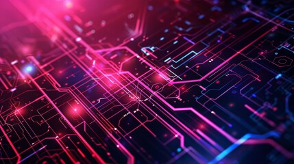 Fototapeta premium An abstract background with a futuristic and digital theme. The scene includes sleek lines, glowing accents