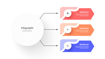 Business Central Circle Infographic Presentation with Abstract Label 3 Option and Icon for Workflow
