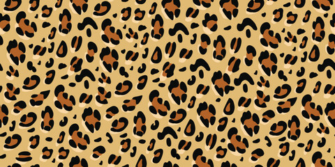 Leopard seamless pattern. Animalistic print for fabric, paper. Vector hand-drawn background. 