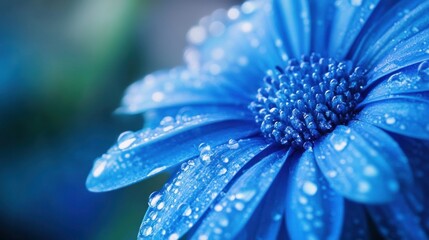 Blue Flower with Dew Drops