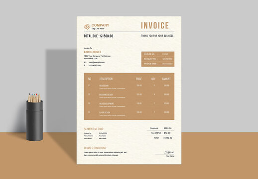 Invoice Design Template Layout