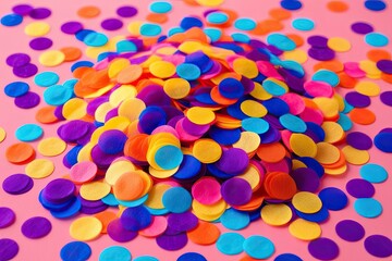 Vibrant Handmade Confetti on Colorful Background for Festive Celebrations