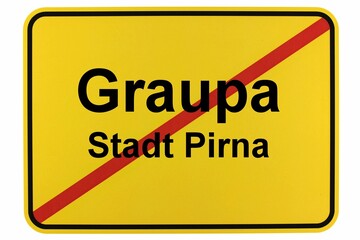 Illustration eines Ortsausgangsschildes von Graupa in der Sächsischen Schweiz