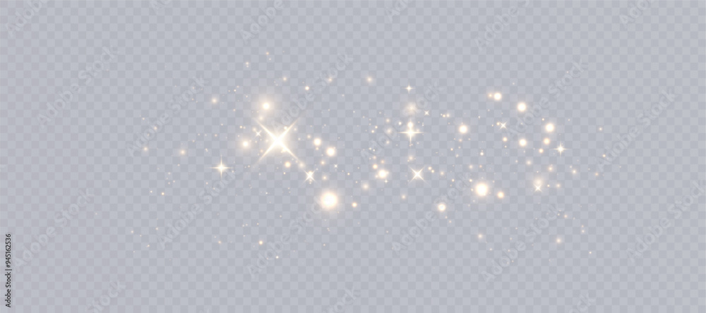 Fototapete Bokeh glow background of sparkling dust, gold dust light, background with bokeh light effect, yellow shimmering glow with bokeh and glitter light. Vector	