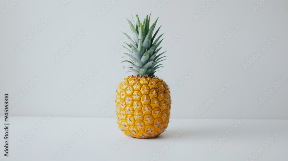 Sticker a whole pineapple isolated a white background