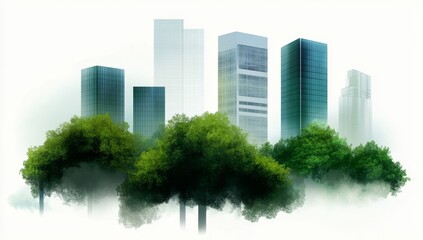 Obraz premium A green and white sketch of sustainable urban development