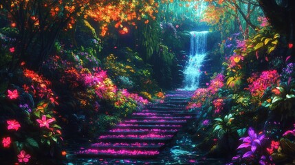 Magical Waterfall and Enchanted Forest
