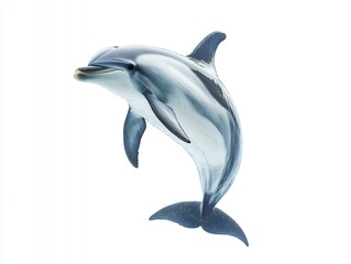 Obraz premium A realistic depiction of a dolphin swimming gracefully underwater.