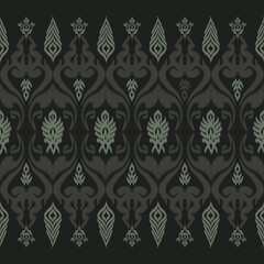 Ikat seamless pattern, geometric design, motif ethnic handmade, Ikat ethnic tribal, boho colors seamless wallpaper. Ethnic Ikat abstract background art, greeting cards, printing products.