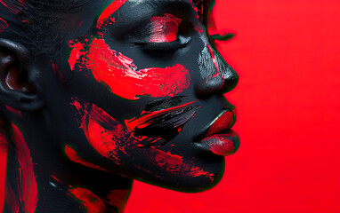 Striking Face Art Featuring Bold and Captivating Colors Along with Intricate Patterns