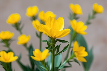 Fototapeta premium Isolated Vibrant Yellow Flower Stem on White Background
