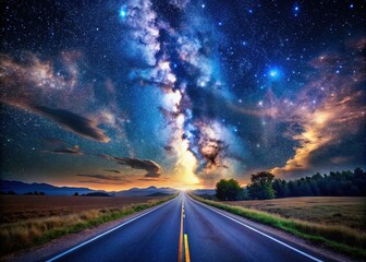 Fototapeta premium starry night sky freedom parkway road trip adventure symbolizing infinite possibilities and boundless dreams