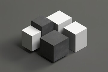 Fototapeta premium Surreal 3D Blocks on Charcoal Grey Canvas for Innovative Design Projects